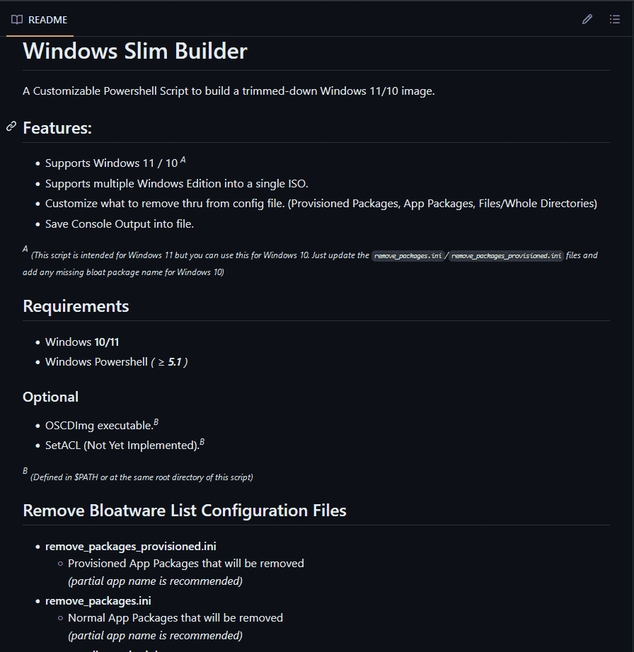 Windows Slim Builder image preview