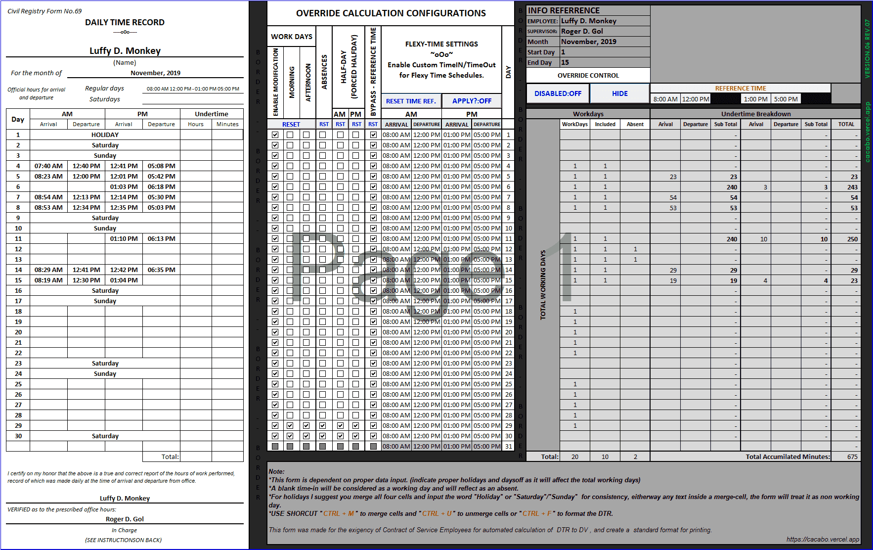 Advance Daily Time Record image preview